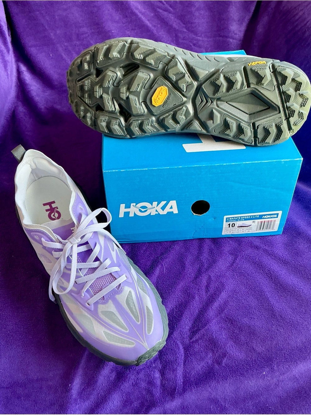 HOKA Unisex Women's 11.5/Mens 10 Lavender Lightweight Running Sneakers - Picture 2 of 3
